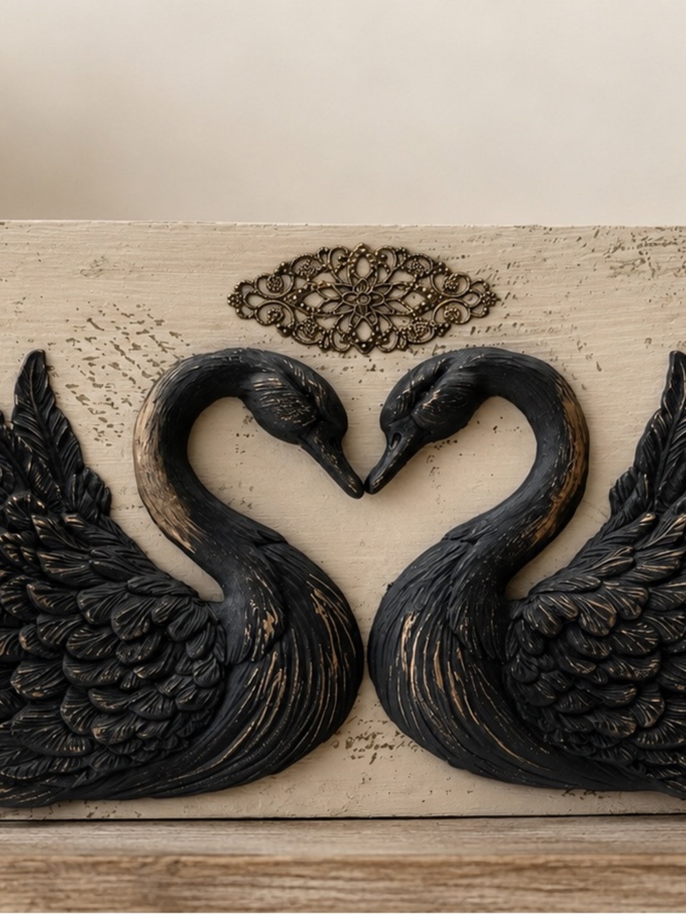 Vintage Inspired Black Swan Wall Hanging